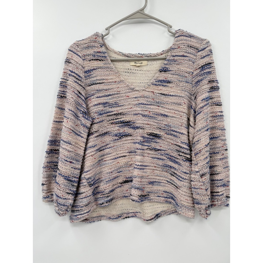 Madewell Size S V-Neck Pullover Women Multi-Color Space Dye Textured Knit Top
